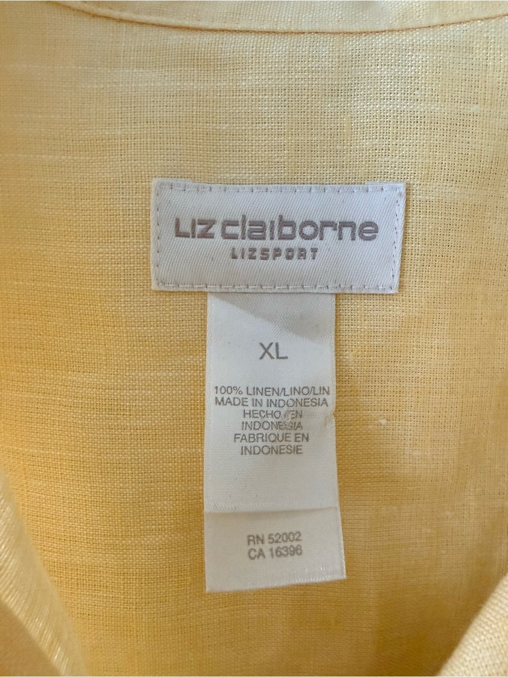 Liz Claiborne Light Yellow Linen Shirt - Picture 3 of 3